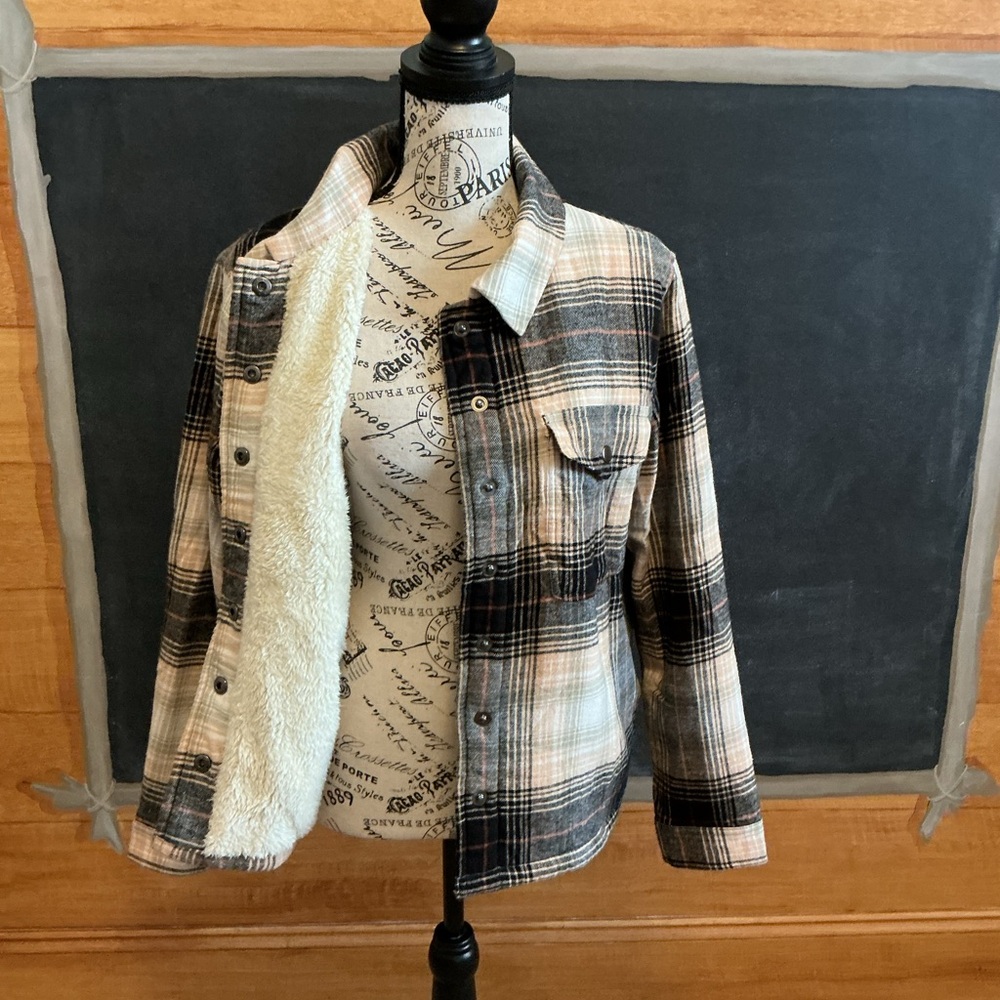 Lucky Brand size small plaid "Shacket" with furry liner - Picture 2 of 13